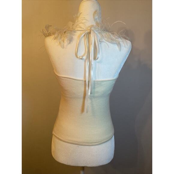 Ralph Lauren Black Label Beaded Feather Cashmere Sweater Tank Top Formal Blouse - Picture 9 of 11